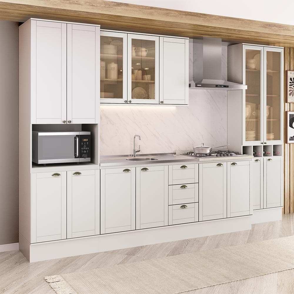 Armário de Cozinha Completa com Balcão Milla Light Life Carraro Branco