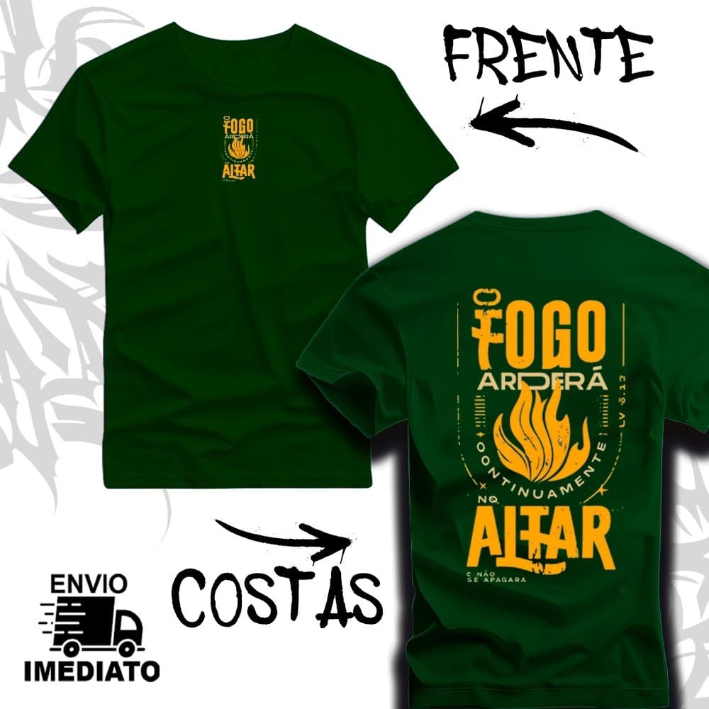 Camiseta Cristã  Tshirt Camisa Cristão Evangelica  - Unissex Premium ''O FOGO ARDERÁ ' Fé - 10