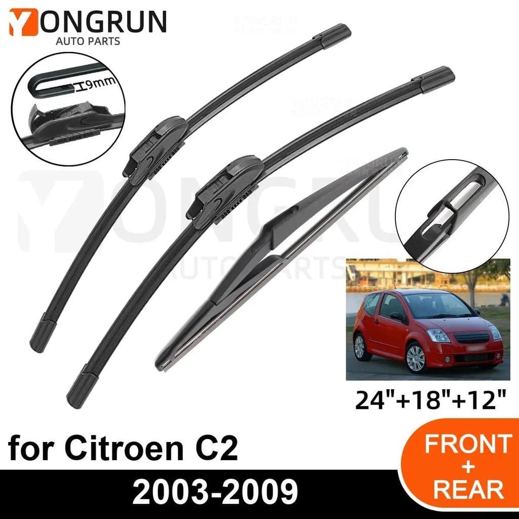 3 Pçs Limpador De Carro Para Citroen C2 2003-2009 Pára-Brisa Dianteiro Traseiro Lâmina Acessórios De Borracha