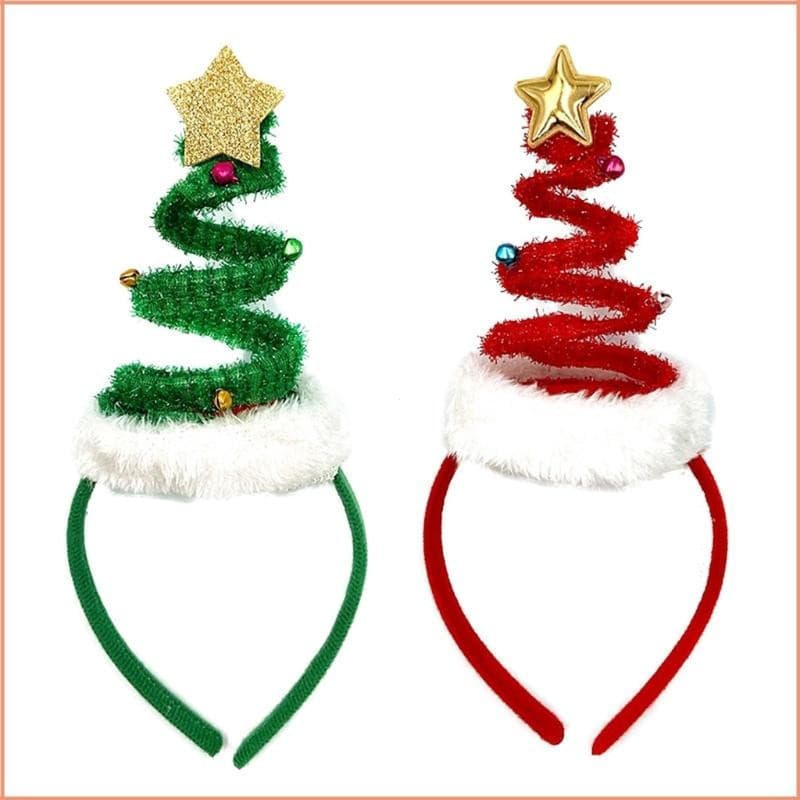 Faixa de Cabelo Árvore de Natal Bobina de Primavera Sino Elástico Acessórios para Fotos de Férias TXUP