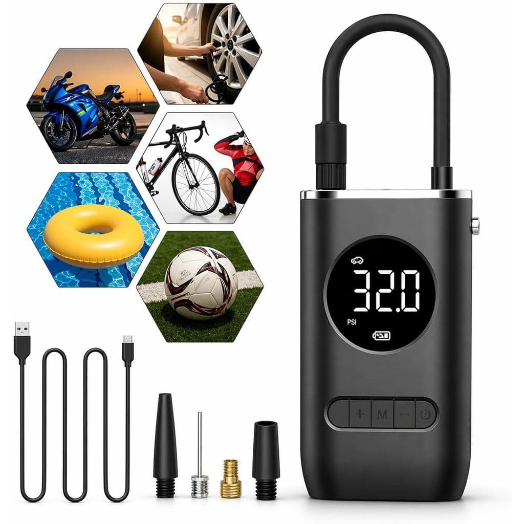 Compressor De Ar Portátil Digital Sem Fio Recarregável Para Carro Moto Bike Bola LED