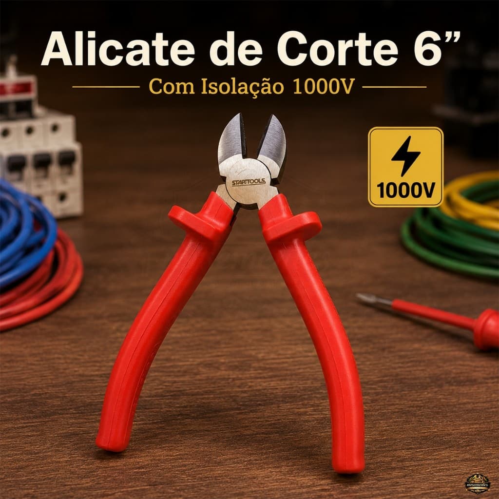 Alicate Corte Diagonal 6 Polegadas Isolado 1000V Aço Carbono 45 Cabo PP Eletricista Fios Reparo