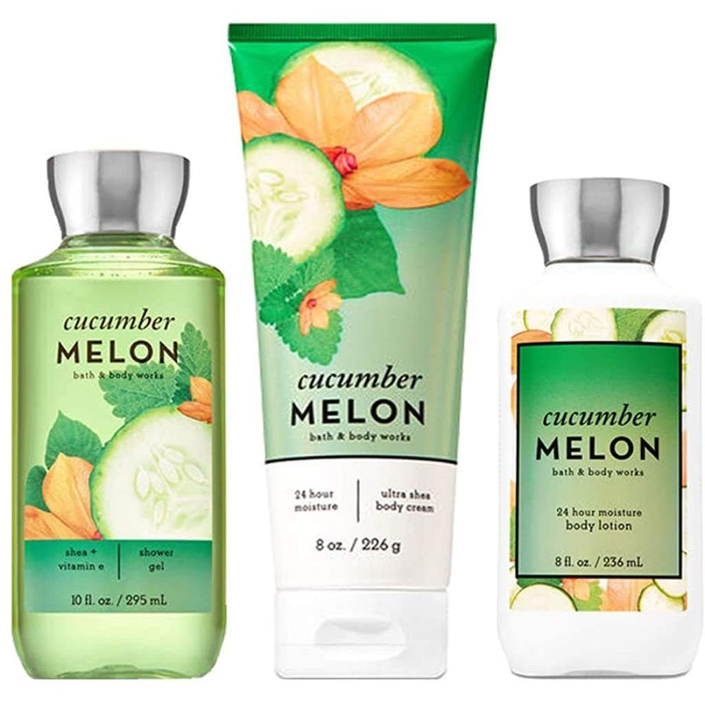 Conjunto de Presentes Cucumber Melon da Coleção Signature da Bath & Body Works ~ Creme Corporal ~ Gel de Banho e Loção C