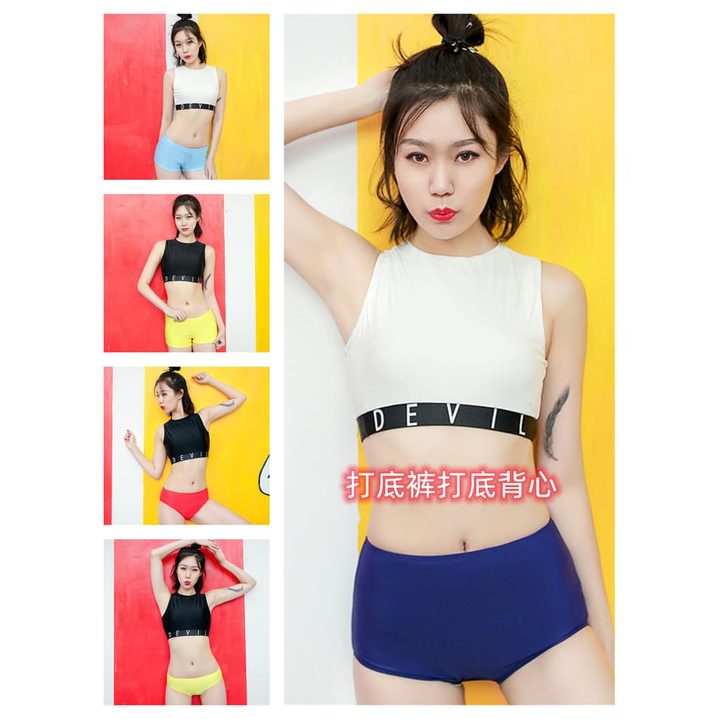 Novo estilo maiô feminino triângulo Boxer Split colete Leggings separados Anti-reflexo cintura alta esportes topo de uma