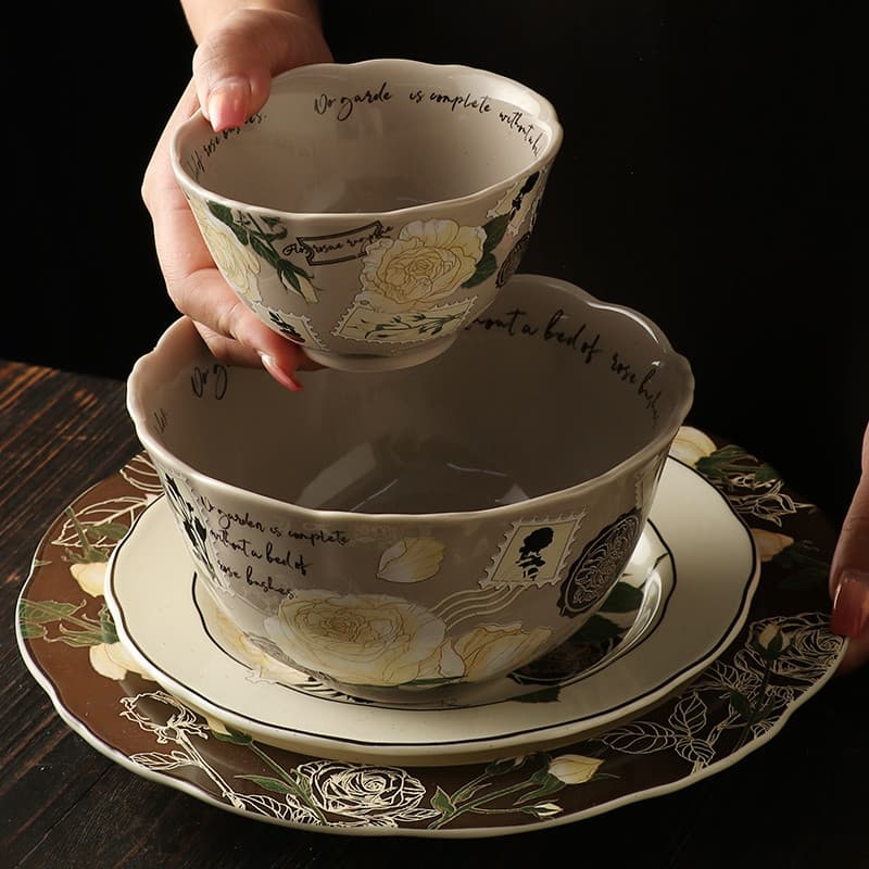 Tigela bonita especial Underglaze cor talheres 2025 talheres tigela de sopa linda tigela grande utensílios de mesa franc