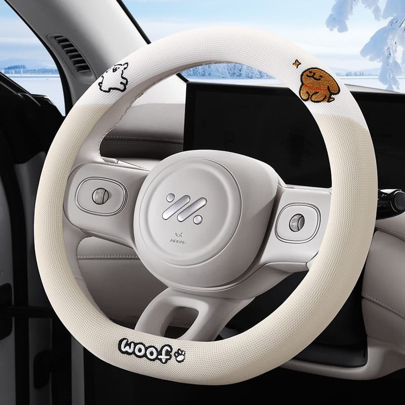 Capa de volante do carro bonito verão suor-absorvente dos desenhos animados filhote de cachorro lidar com capa protetora