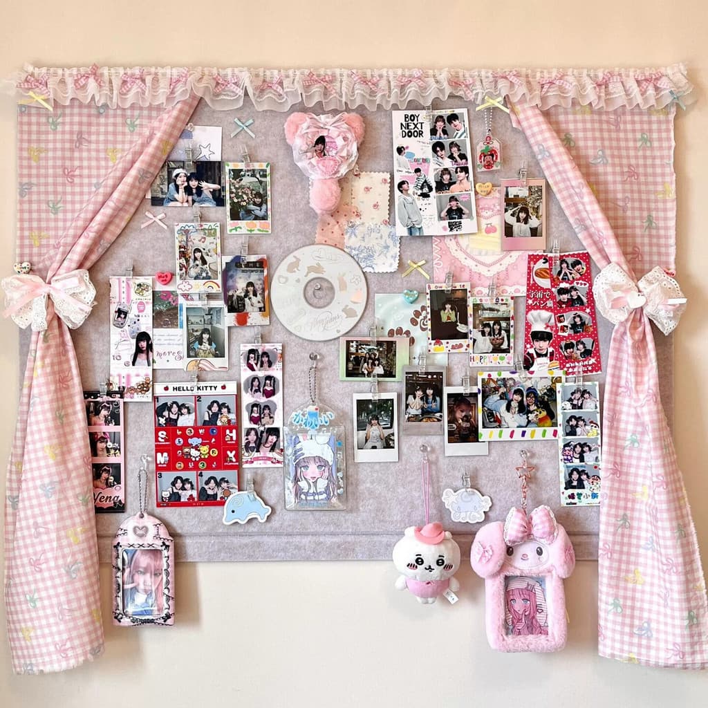 Bonito cortina placa de feltro foto parede menina coração pequeno cartão barra fundo atmosfera da parede quarto diy pare