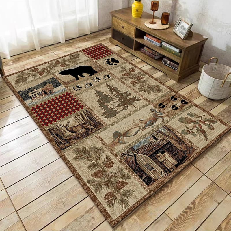 [Novo produto] Tapete estampado retrô americano Country B&B Cobertor de cabeceira para quarto Varanda Tapete de área de