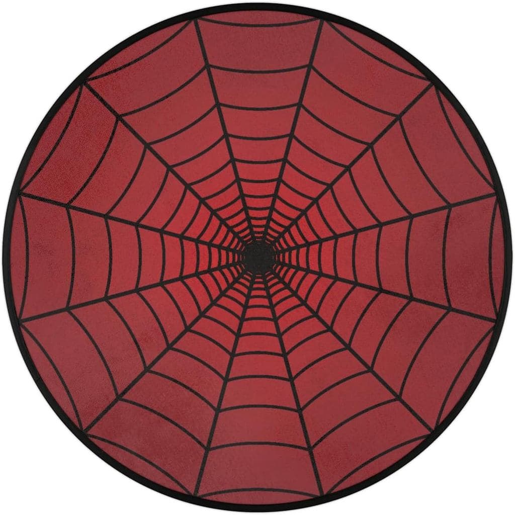 Spider Web Rug for Kids Bedroom Boys Round Washable Non-Slip Circular Rug Carpet 5 Ft, Kids Area Rugs for Bedroom Playro