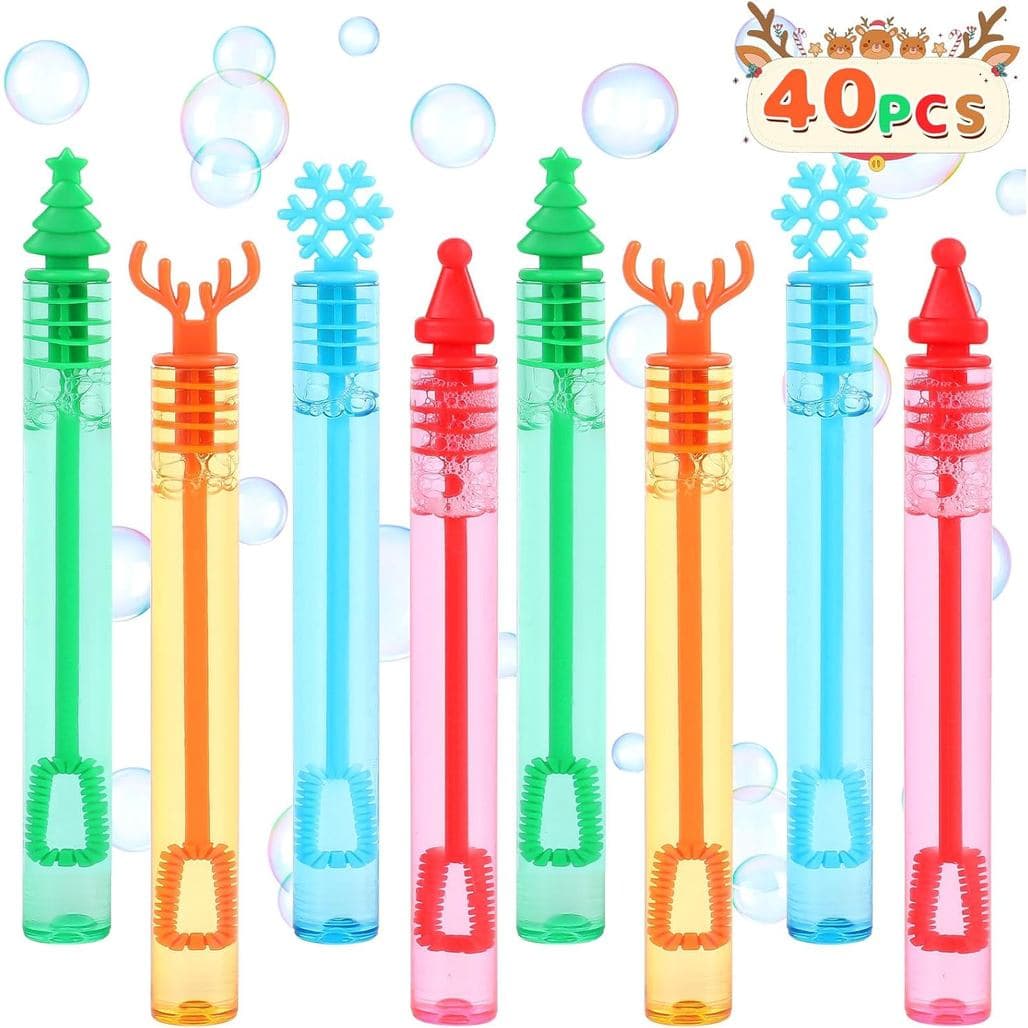 CCINEE Pacote com 40 Mini Varinhas de Bolhas de Natal para Crianças, Lembrancinhas de Festa de Natal, Brinquedos de Bolh