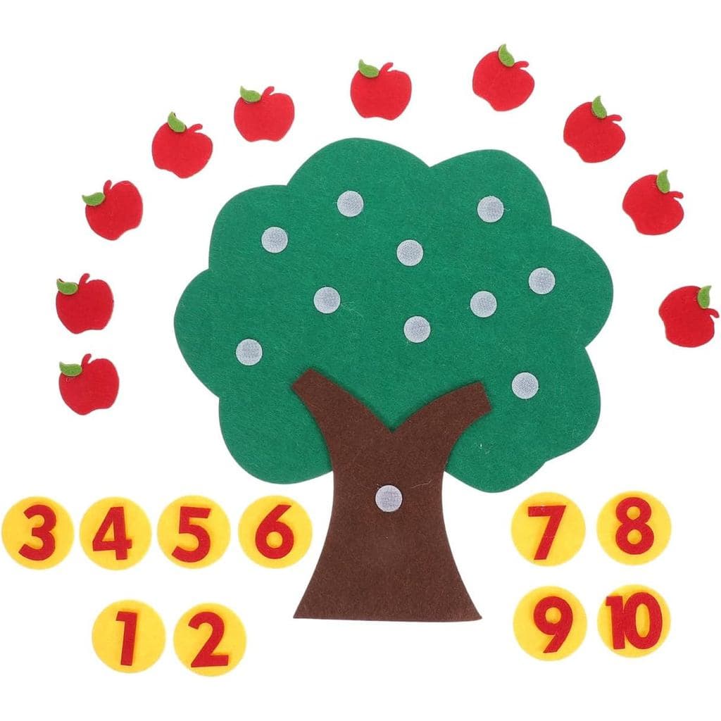 Tofficu Brinquedo Educacional de Matemática em Feltro com Árvore de Maçãs para Crianças Pequenas e Pré-escolares, Jogo d