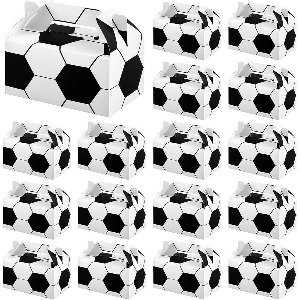 durony 16 Pacotes de Caixas de Lembranças de Futebol, Suprimentos para Festas Esportivas, Sacolas de Lembranças para Fes