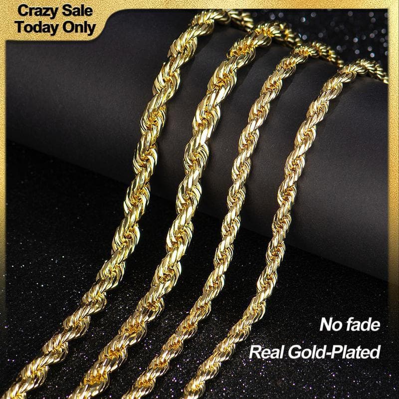 Colar de corrente de corda banhado a ouro 14K da Holylegend para mulheres e homens, brilho aprimorado, corte facetado, r