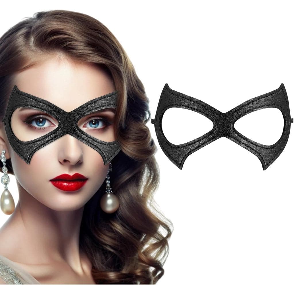 Máscaras de Gato Preto, Máscara de Couro da Mulher-Gato, Máscara de Olho de Gato, Máscaras de Fantasia para Halloween, C