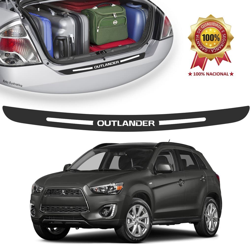 Soleira de Porta Malas Adesivo Protetor Mitsubishi Outlander Universal Carro personalizado