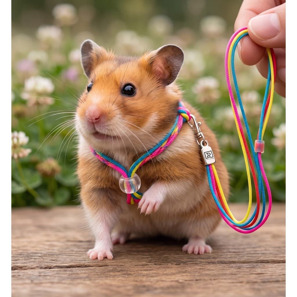 Guia e Peitoral para Hamster e Pequenos Roedores Ajustável Colorida Pet Repasse - Unitário
