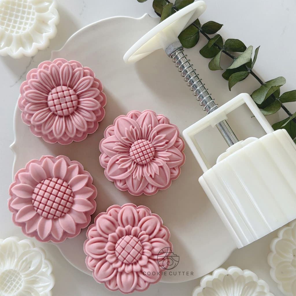 75g girassol Mid-Autumn Festival Mooncake molde tridimensional girassol ferramenta de bolo de casamento girassol cantonê
