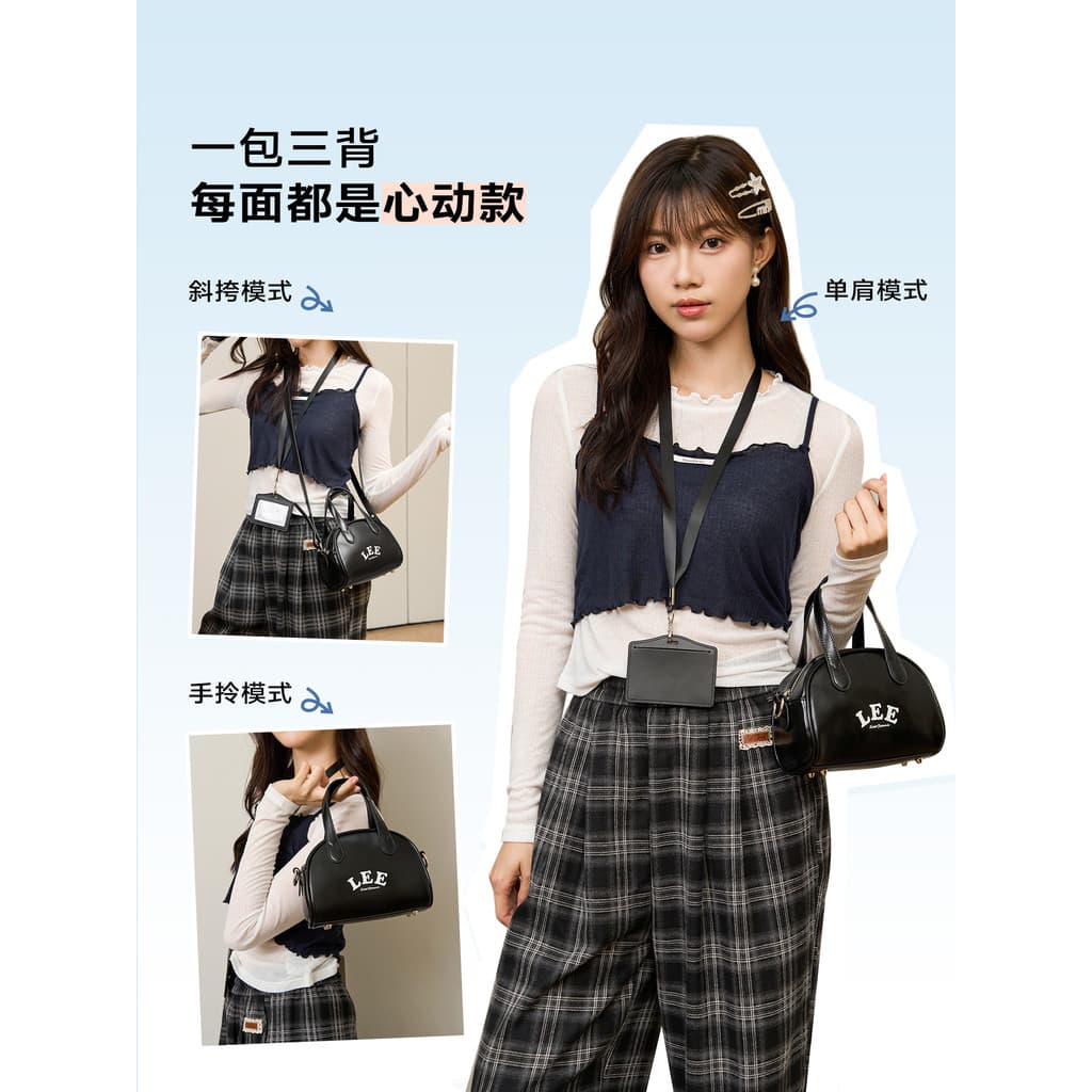 Lee oficial bolsa mensageiro feminina Boston bolsa All-Match travesseiro saco menina bolsa de viagem Commuter bolsa de o