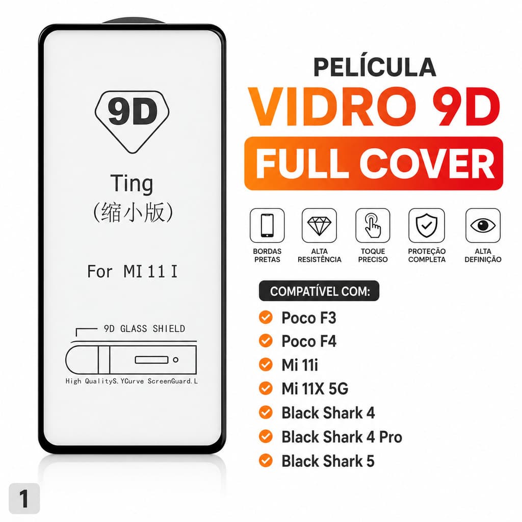 Pelicula Poco F3 / F4 / Mi 11i / Mi 11X 5G / Black Shark 4 / 4 Pro Vidro 9D Full Cover Peliculas
