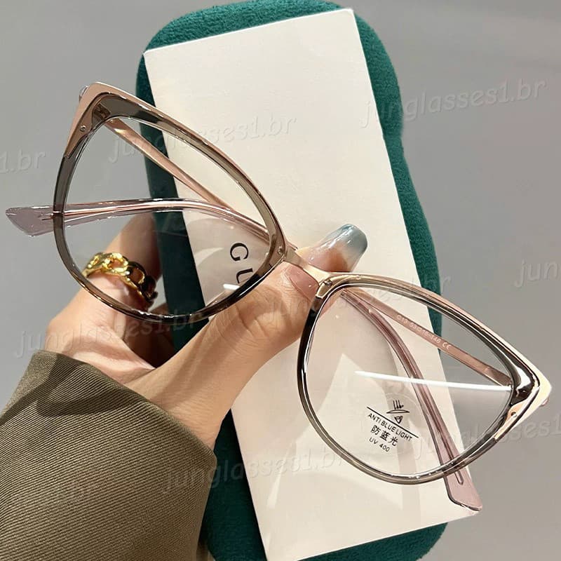 Moda Coreana Olho De Gato Óculos Anti Radiação Para Mulheres Ultra-Leve Estilo Ocidental Na Grande Marca High-End Sentim