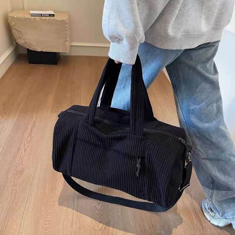 （6270）Bolsa de ombro versátil em veludo cotelê e bolsa tote espaçosa para mulheres.