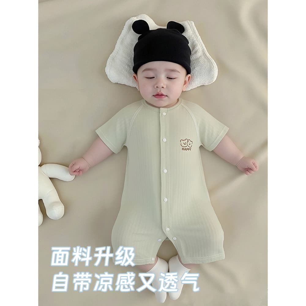 Bebê verão macacão de manga curta estilo fino respirável bebê Modal pijamas Close-Fitting casa desossado Rom