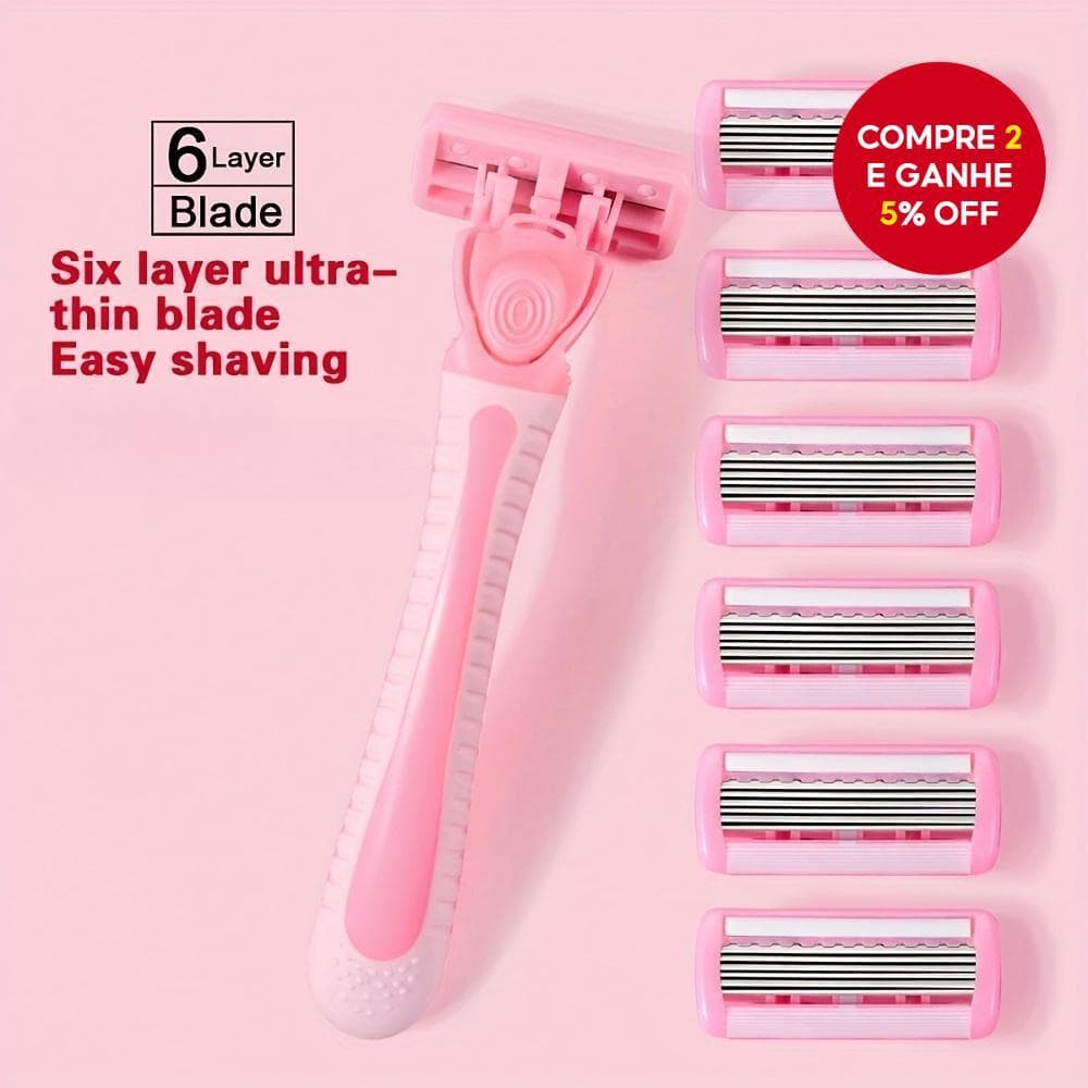 Barbeador Feminino Para Pele Sensível – Ferramenta Manual De 6 Lâminas Remoção De Pelos De Biquíni