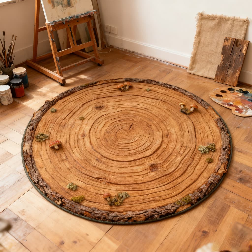 Estilo Medieval imitação de caxemira tapete redondo sala de estar quarto estilo silencioso cabeceira Retro grão de madei