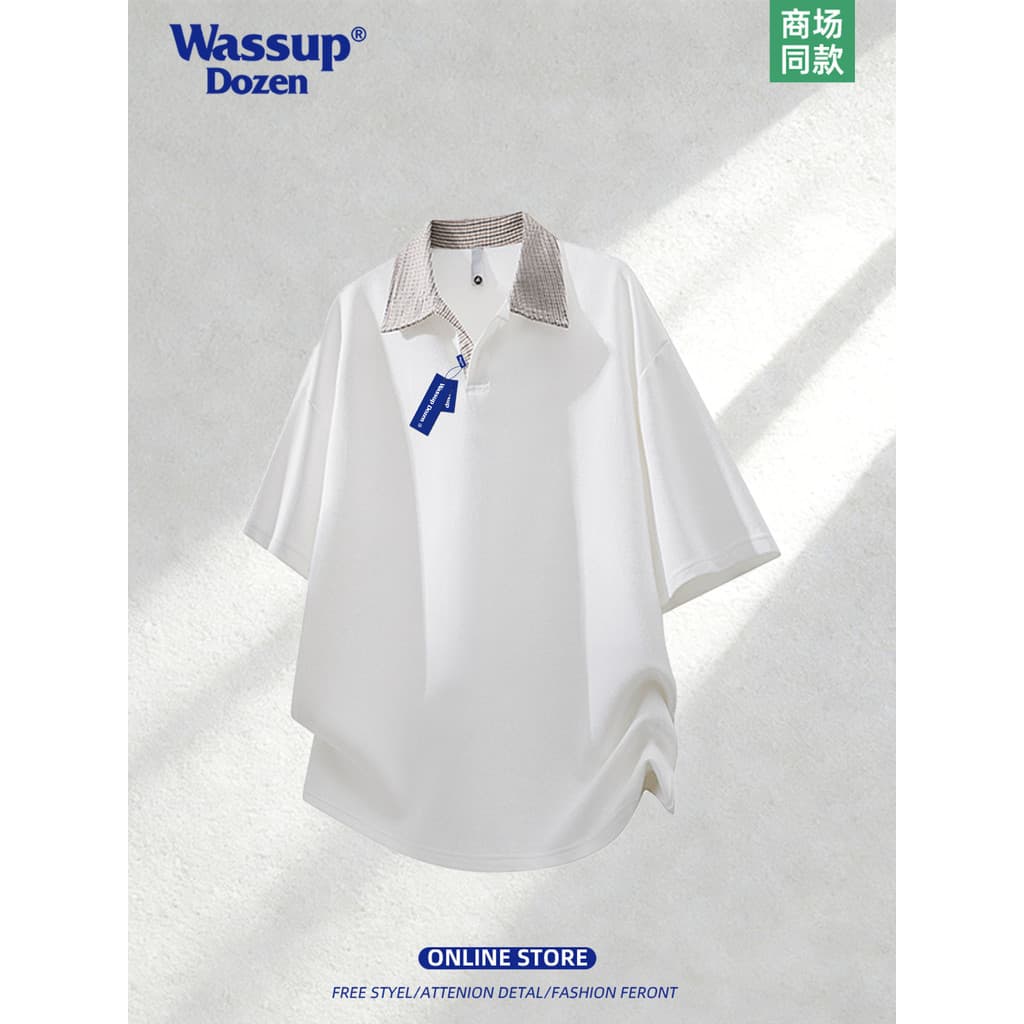 WASSUP DOZEN Verão Novo Estilo Branco All-Match Solto Na Moda Fresco Casual Camiseta de Manga Curta