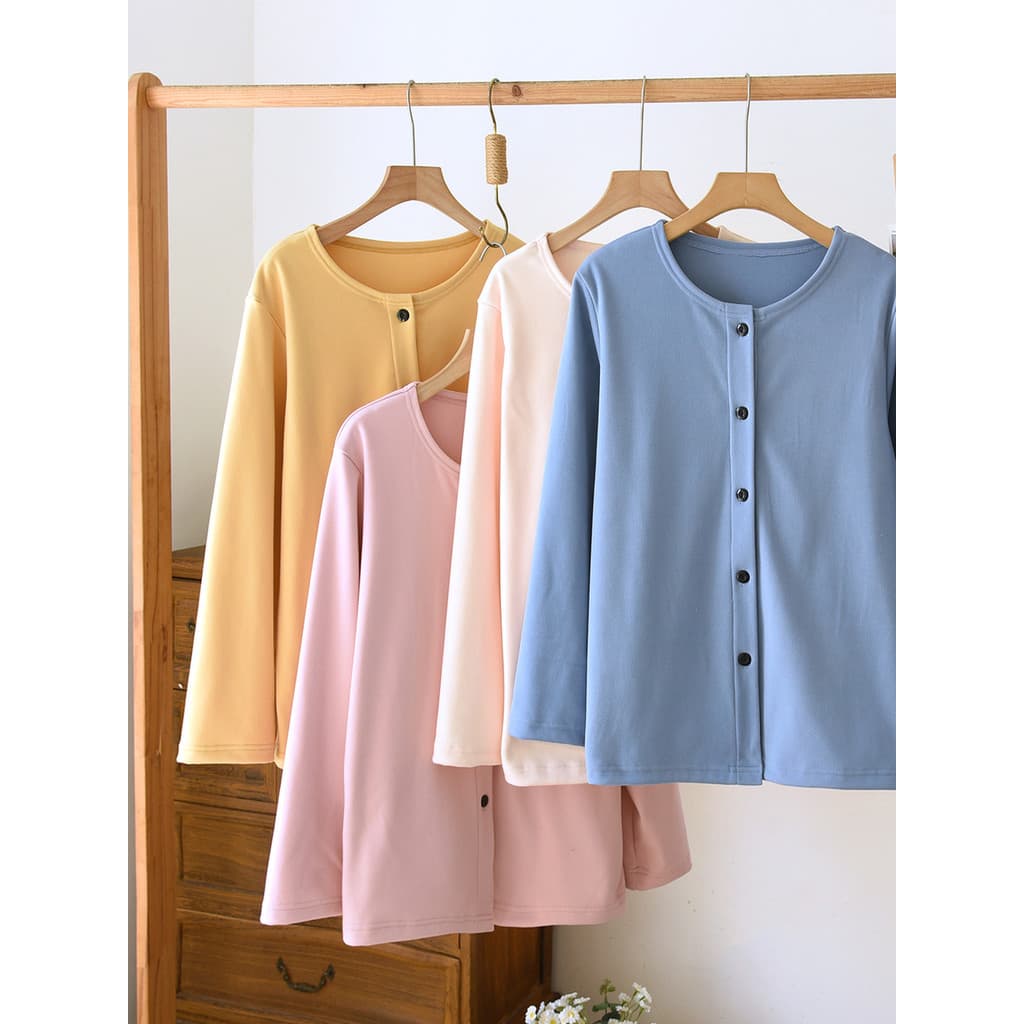 Outono inverno pijamas topo feminino peça única manga comprida grosso golfinho velo quente tamanho grande cor sólida Cas