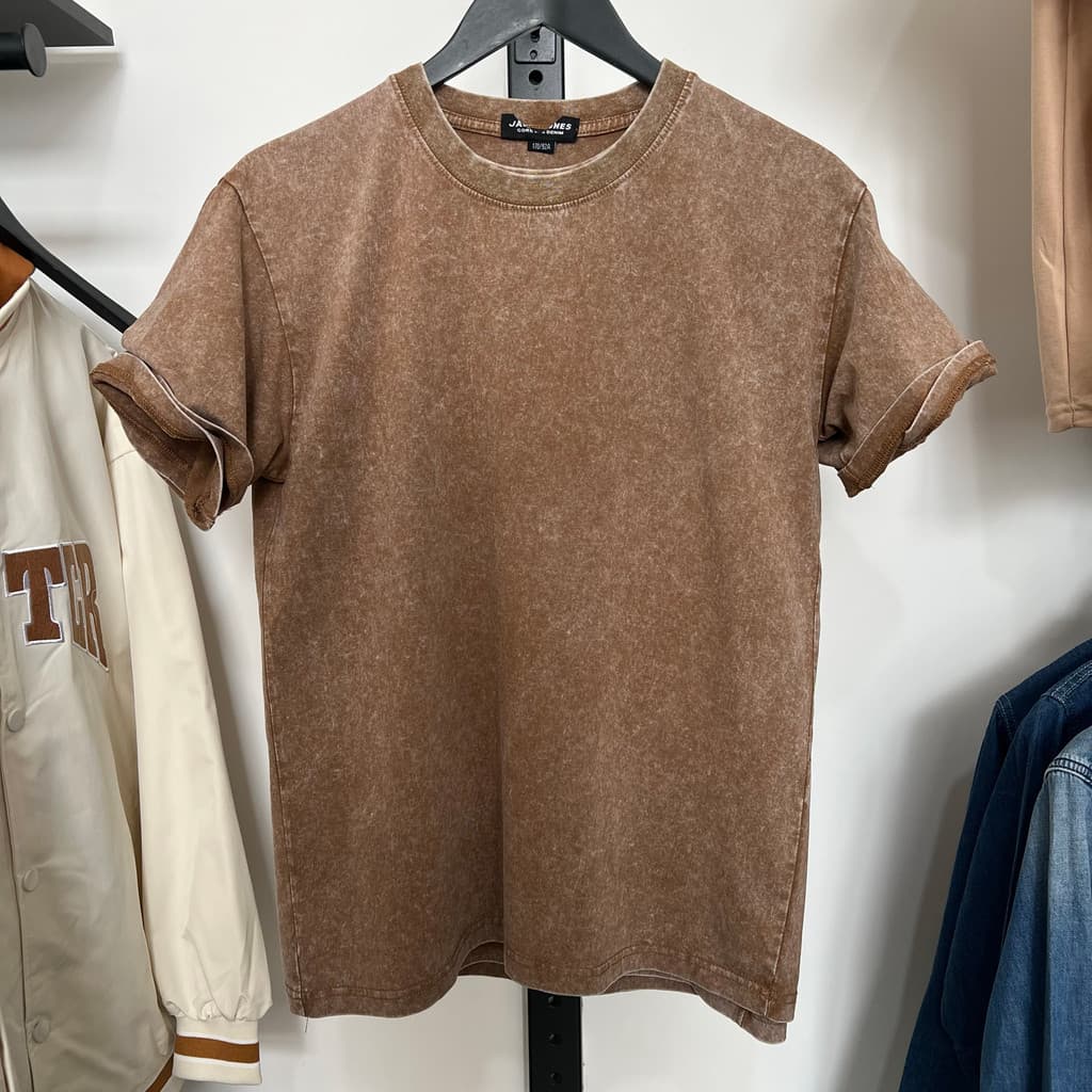 Jj corte etiqueta verão masculino puro algodão solto ombro caído cor sólida moda rua Wear lavado angustiado Casual curto