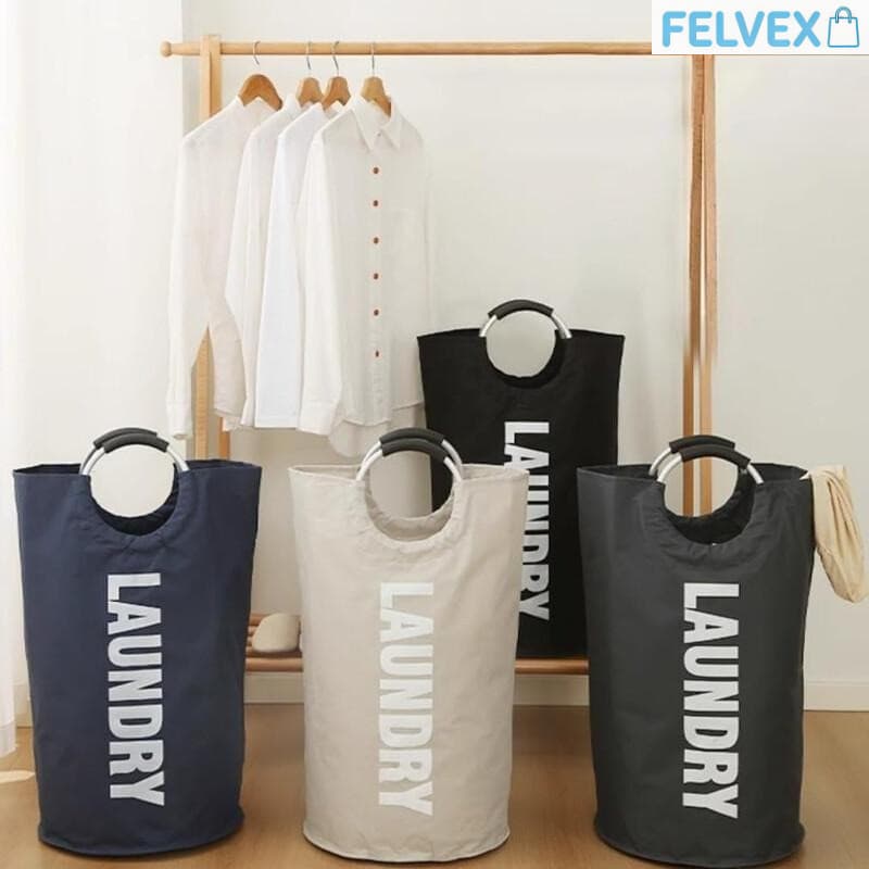 [FEL] Cesto de Roupa Suja Dobrável com Alça Resistente, Várias Cores, 90L - Organizador Multiuso