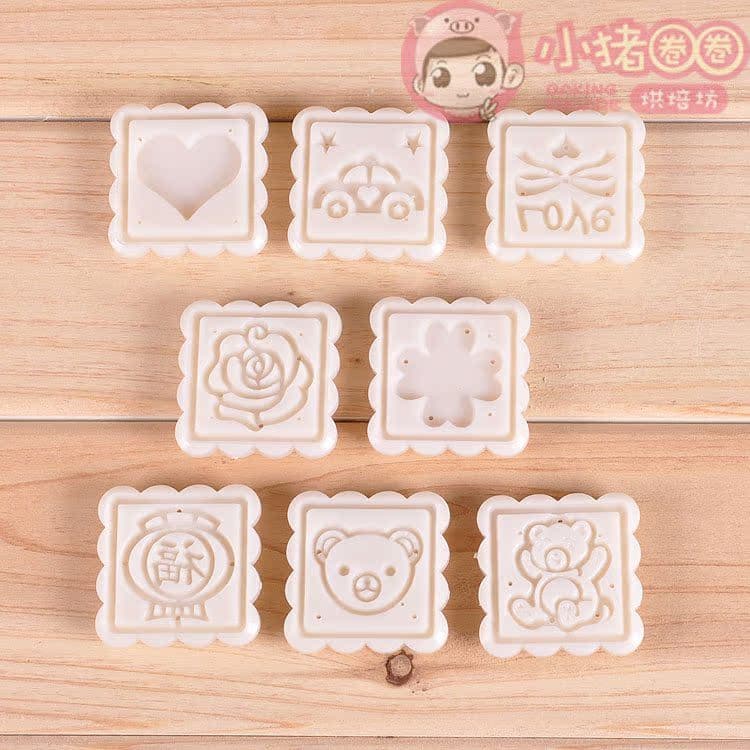 Mid-Autumn Festival cozimento mooncake molde branco 10 cabeças quadrado mooncake molde conjunto dos desenhos animados mo