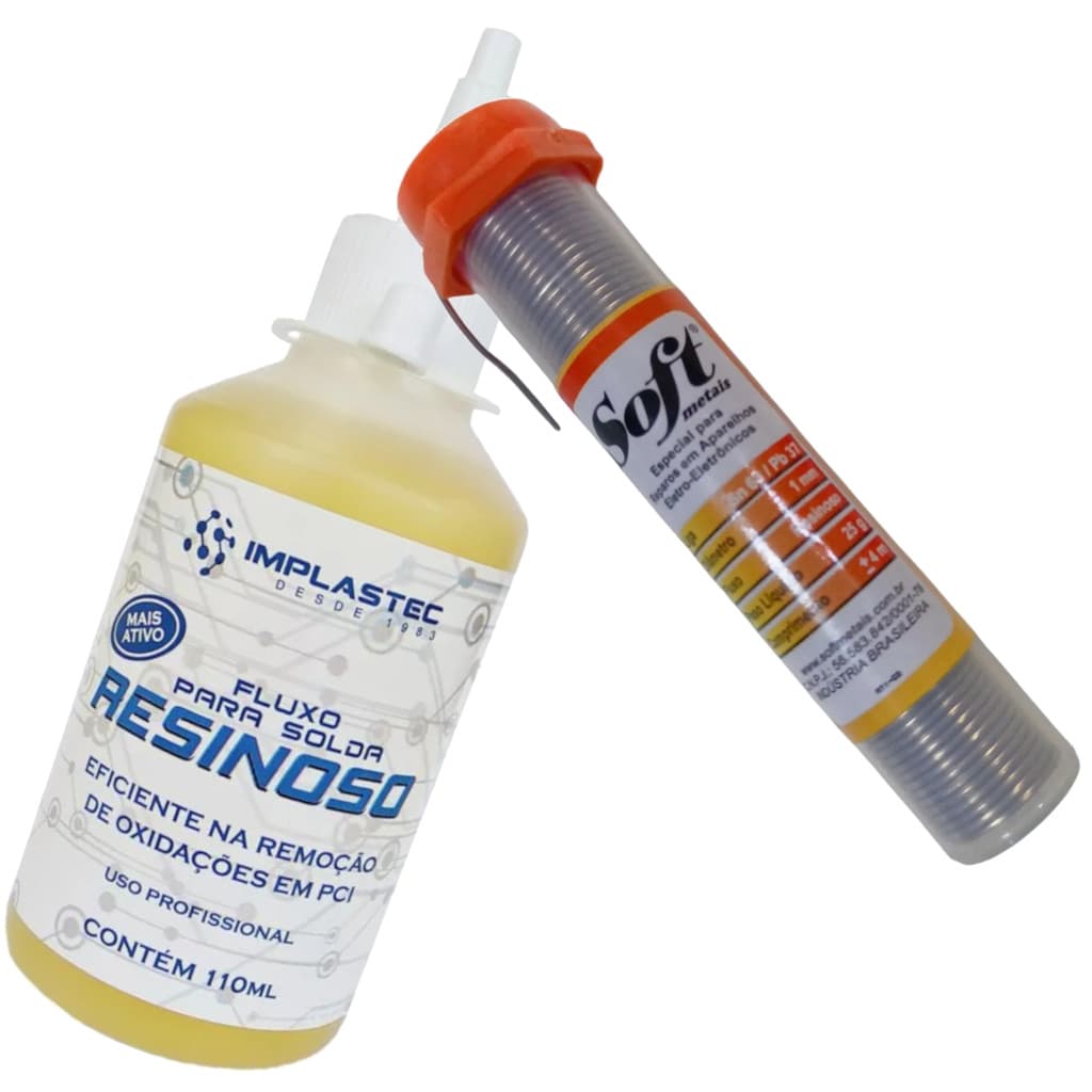 Kit Estanho Solda Fio 1mm + Fluxo Para Solda Resinoso 110ml