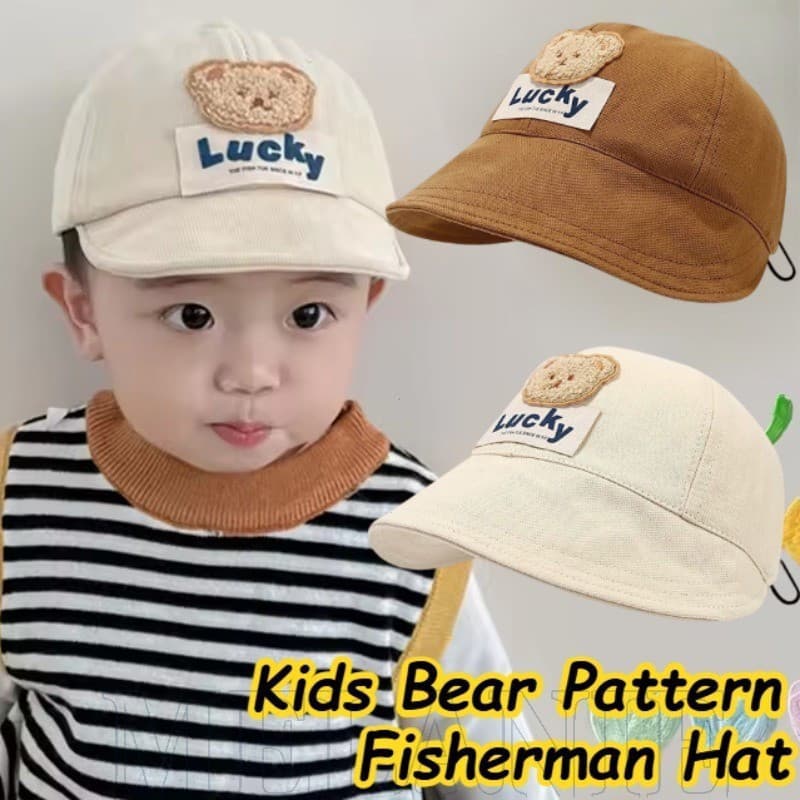 Chapéu De Pescador Infantil Com Padrão De Urso – Bico De Pato De Aba Grande Moda , Fofo , Desenho Animado Boné De Guarda