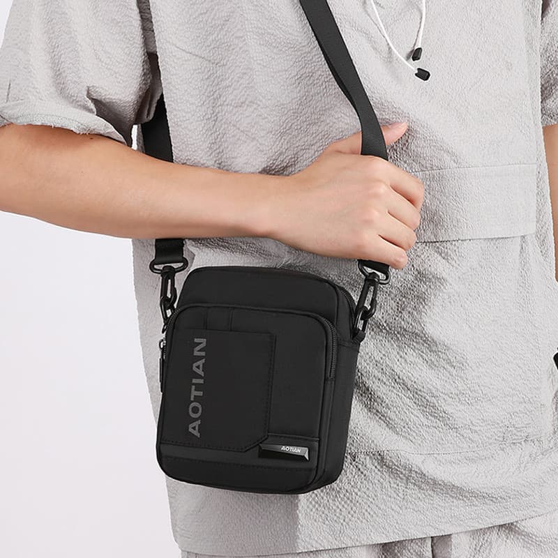 Bolsa mensageiro masculina pequena bolsa de ombro esportiva mochila masculina Multi-compartimento Mini bolsa para celula