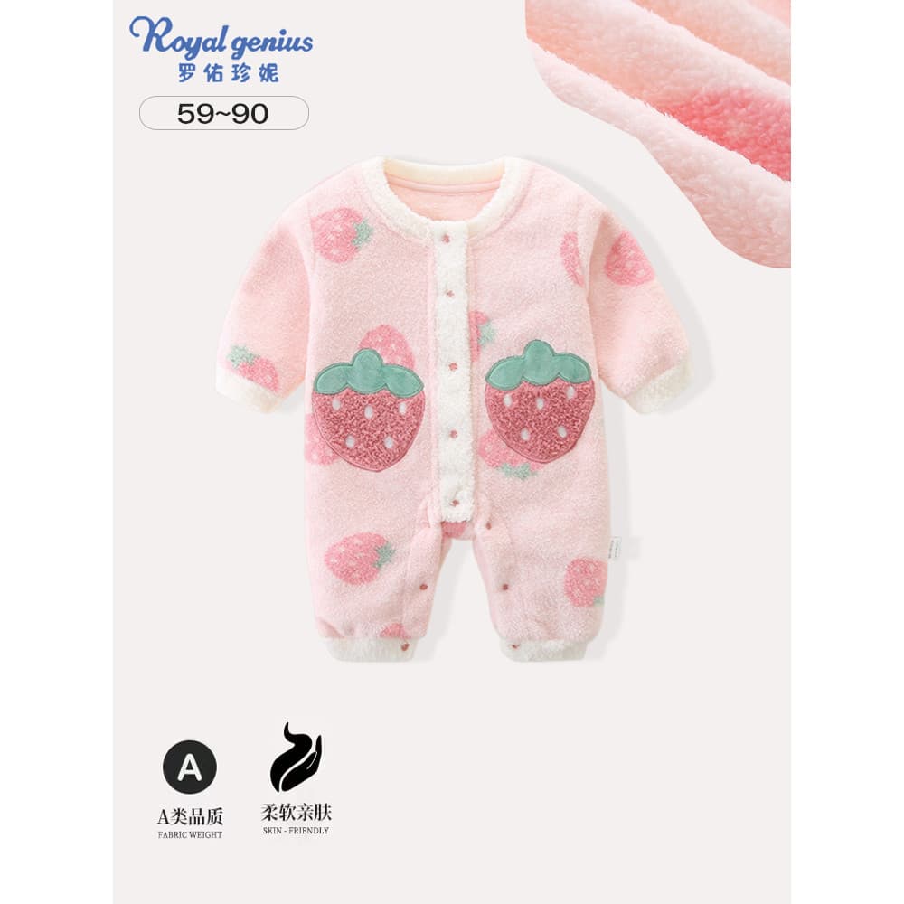 Macacão quente de lã de cordeiro de pelúcia doce para bebê recém-nascido