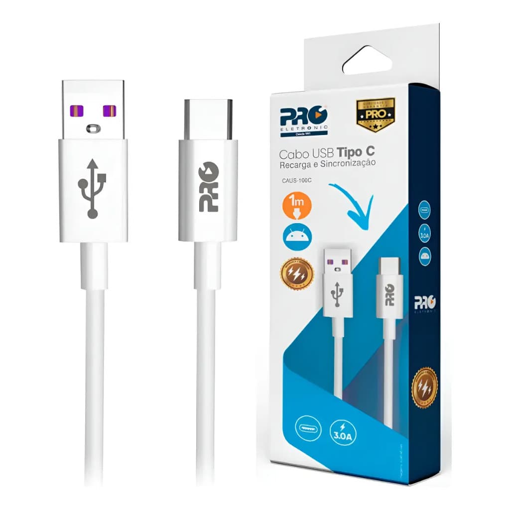 Cabo USB Tipo C Branco Proeletronic - Caus-100C