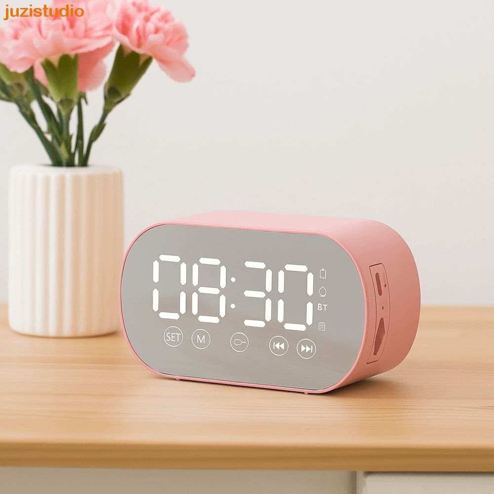 Alto-Falante Bluetooth JUZISTUDIO , Despertador Digital LED Recarregável Sem Fio , Display Espelhado HD