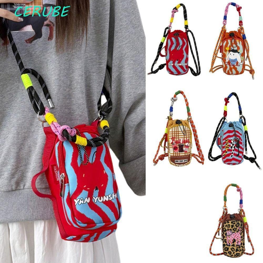 Bolsa Crossbody Com Cordão CERUBE , Leve Para Garrafa De Água Estilo Dopamina , Bolso Telefone