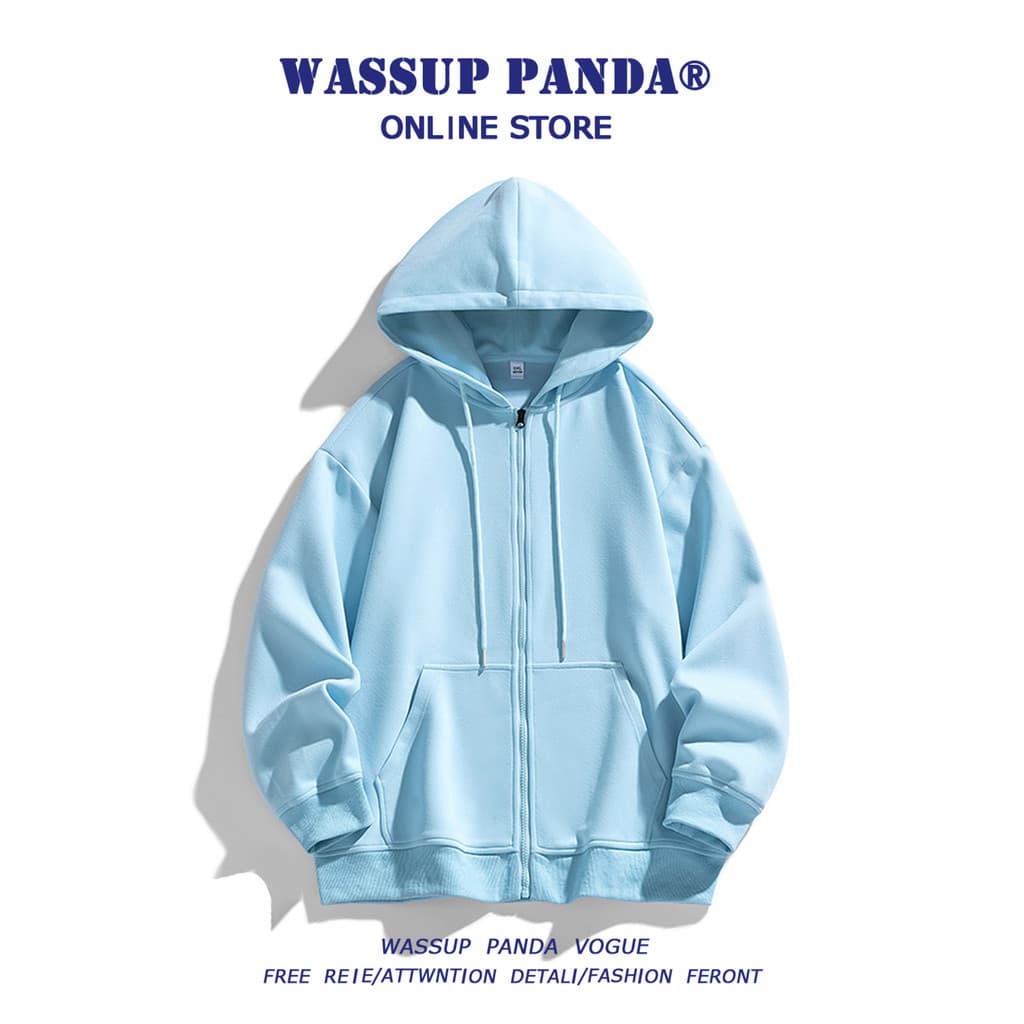 WASSUP PANDA Cardigan Moletom Homens Mulheres Primavera Outono 2026 Novo Estilo Solto Casual Casal Jaqueta Top Com Capuz