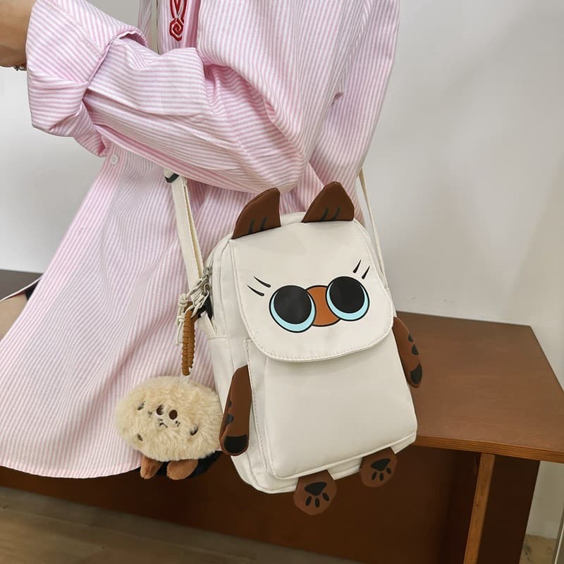 Bonito dos desenhos animados gato mensageiro de um ombro All-Match ins menina 2024 verão japonês simples bolsa de ombro