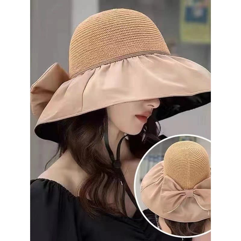 Chapéu de sol feminino de verão, bolsa de armazenamento portátil, balde de vinil, chapéu ao ar livre, Anti-ultravioleta,