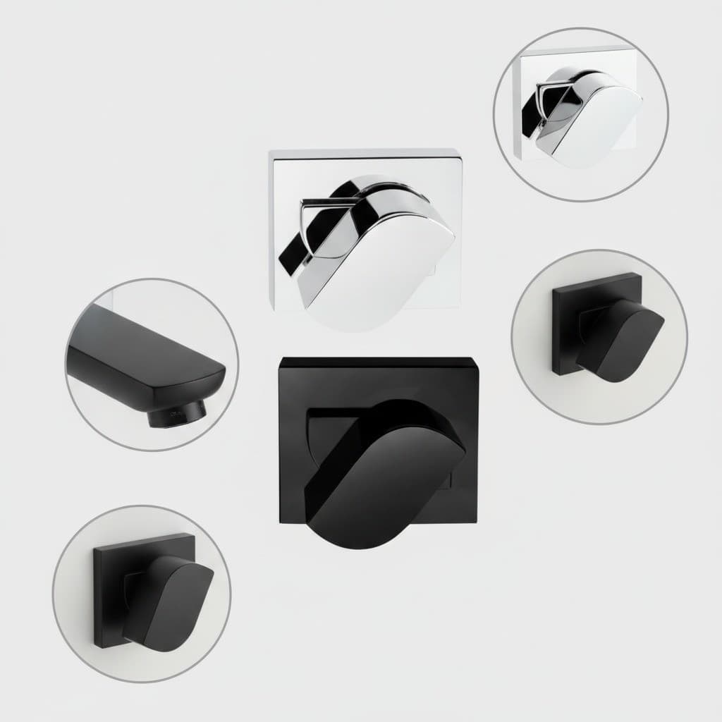 Acabamento Chuveiro Metal Base Estilo Gota Oval Pressão Gaveta Sofisticado Luxo Cromado Preto