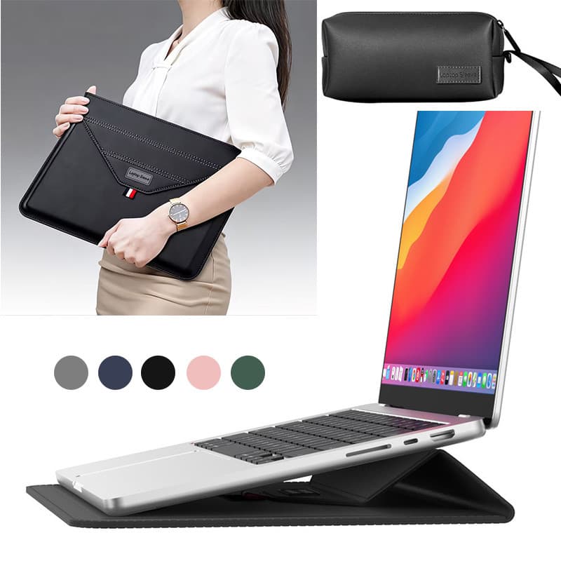 Mochila para notebook de alta qualidade, couro, 13 a 16 polegadas, com suporte e bolsa para carregador