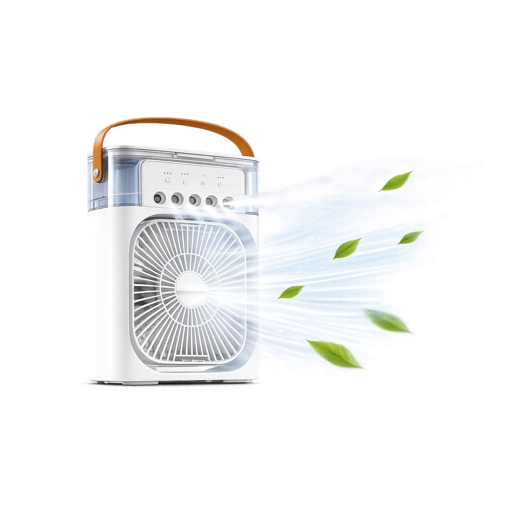 Mini Climatizador Super Turbo 4 em 1 Ventilador Umidificador LED