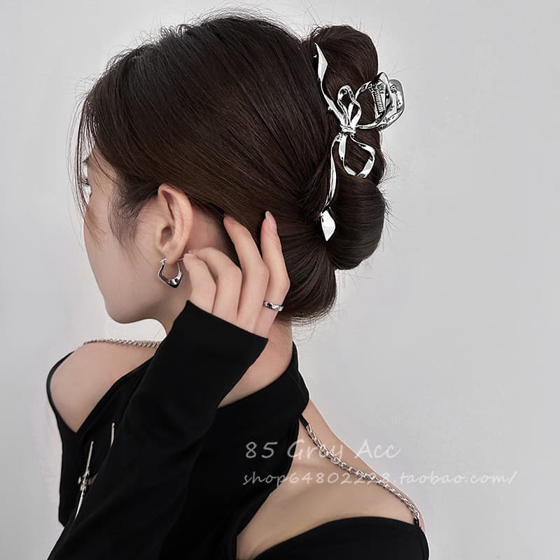 Multidão Design Streamer arco Metal grampo de cabelo feminino estilo legal tubarão clipe High-End sentir grampo de cabel