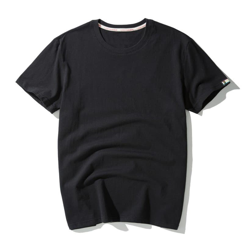 Camiseta masculina de manga curta cor sólida em torno do pescoço na moda meia manga 2018 novo estilo verão solto branco