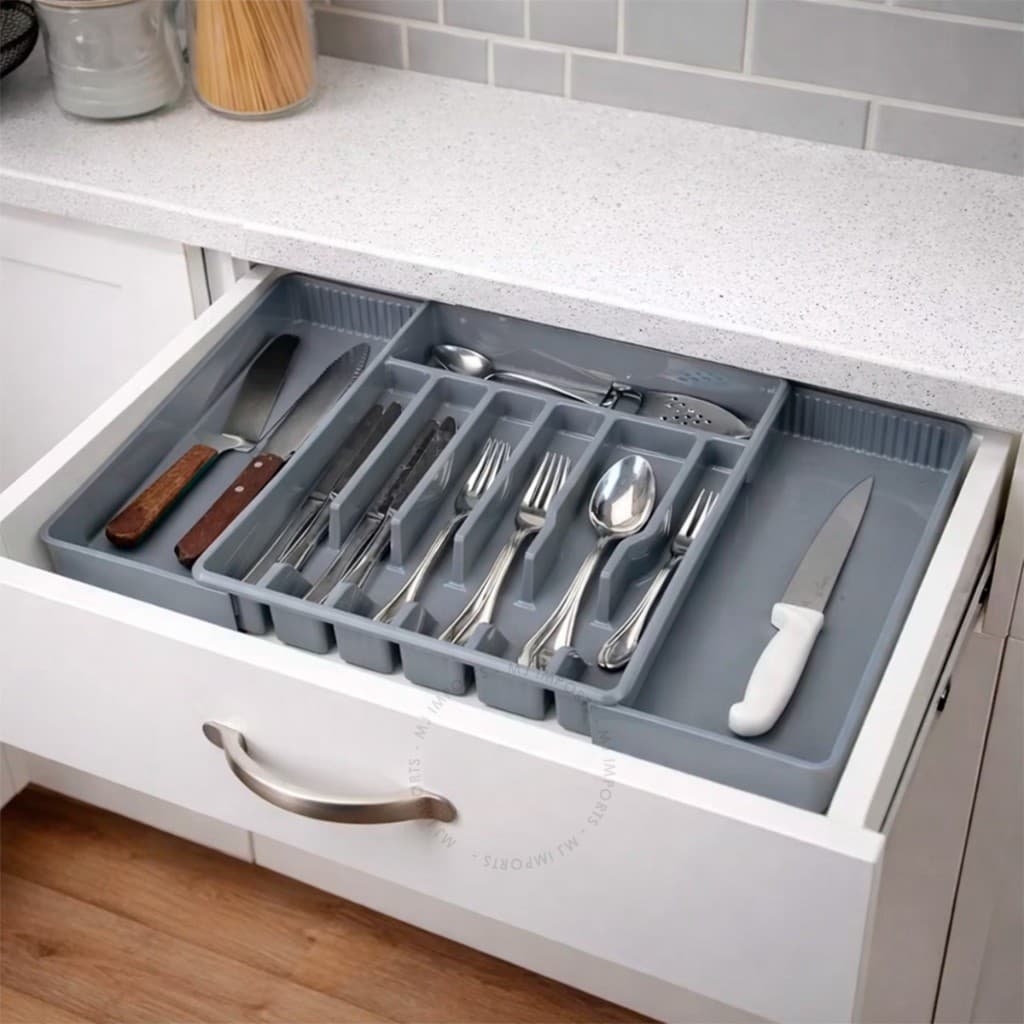 Organizador De Gaveta Extensível Duplo Divisor Porta Talheres Utensílios Cozinha Banheiro Arthi