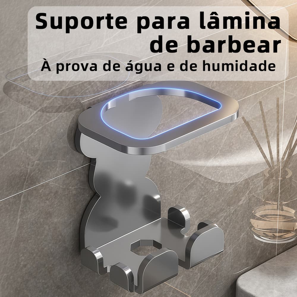 Suporte para Barbeador de Parede para Banheiro Organizador Compacto Resistente e Durável Suporte para Barbeador Elétrico